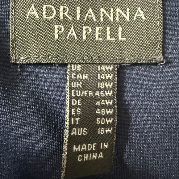 Adrianna Papell Navy and White Floral Midi Dress Size 14W - Picture 2 of 13